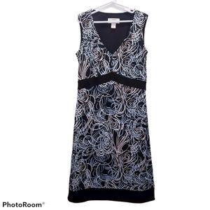 Loft Women's Size 00P Dress Swirls Black Sleeveless Petite